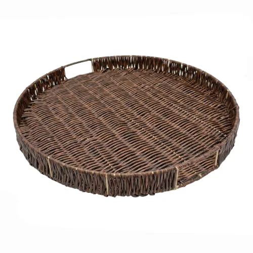 Exceptional Round Ottoman Tray Large Wicker Serving Tray with Handles Expertly Made