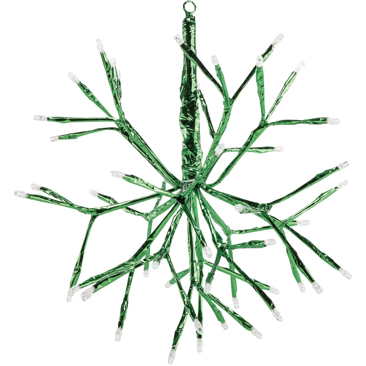 Smooth Alpine 10 In. LED 48-Bulb Green Hanging Twig Snowflake Ornament Light Decoration Specialty