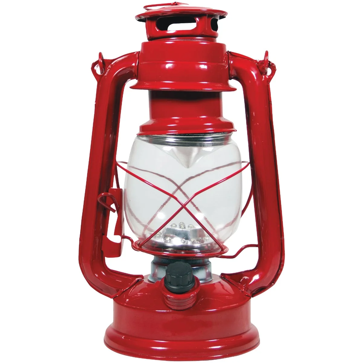 Easy-to-Use Alpine 5 In. W. x 9 In. H. x 6 In. L. Red Cool White LED Hurricane Patio Lantern Fine