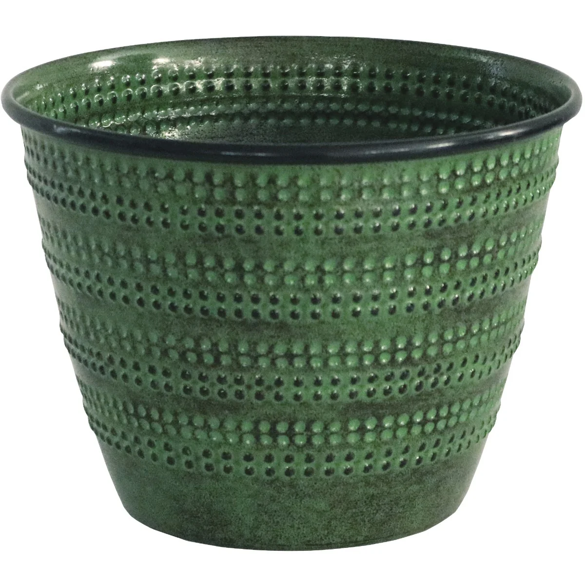 Artisan Robert Allen Cobblestone 4.75 In. x 6.38 In. x 6.38 In. Metal Kale Green Planter Elegant