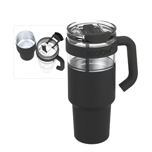 Recyclable Extra Large Travel Explorer Tumbler for Hot and Cold with Stainless Steel Removable Coffee Mug Sleeve Easy-to-Use
