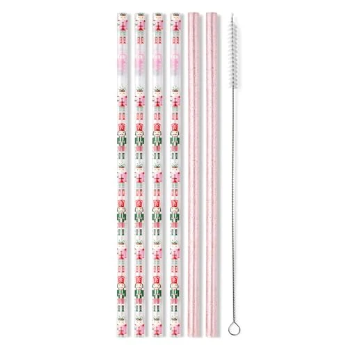 Soft Reusable Straw Set with Cleaning Brush 6 Count Comfortable