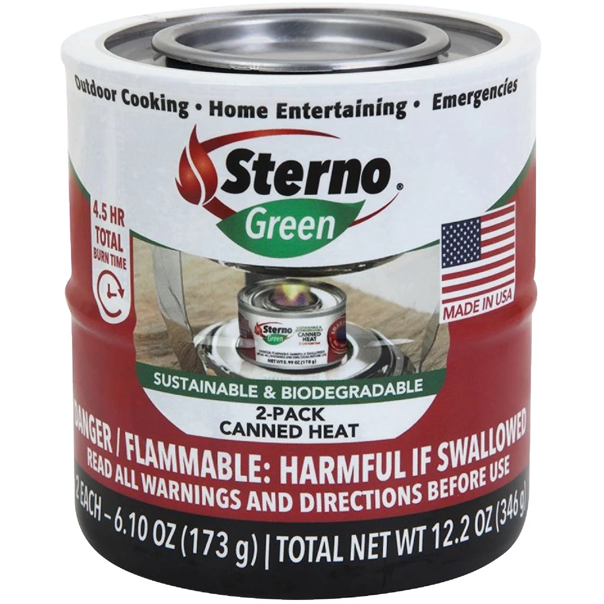 Reliable Sterno 12.2 Oz. Gel Canned Cooking Fuel 2-Pack Practical