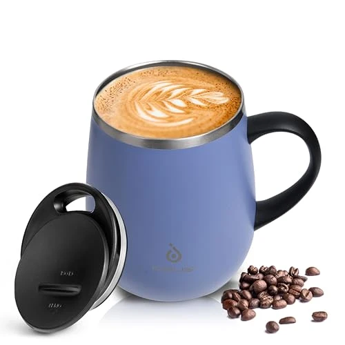 Solid 16 oz Insulated Coffee Mug with Lid and Handle World-Class