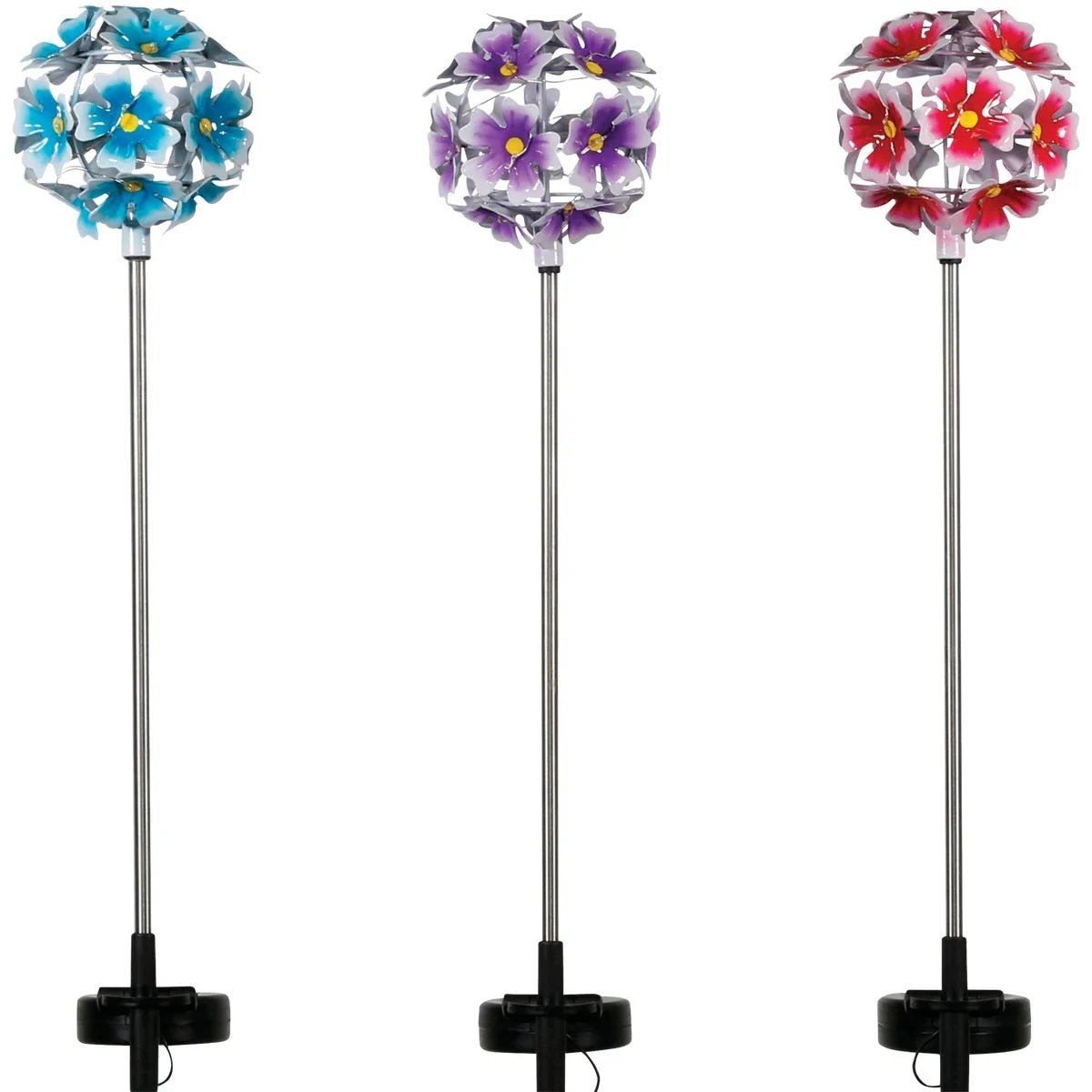 Contemporary Alpine Metal 33 In. H. Hydrangea Ball Solar Stake Light Powerful