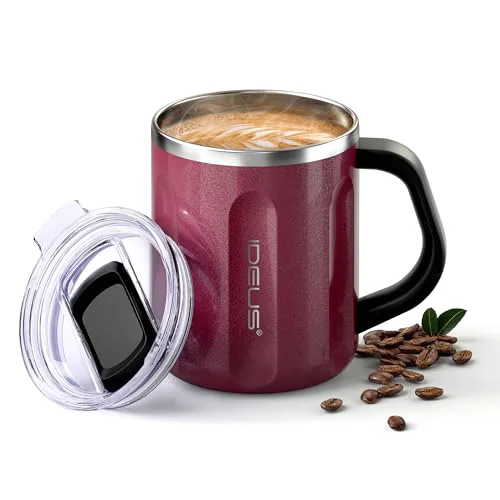 Elegant 16 oz Insulated Coffee Mug with Lid and Handle Sophisticated