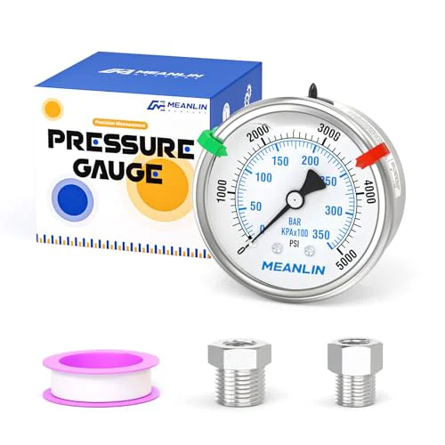 Soft 0 5000Psi Stainless Steel Liquid Filled Pressure Gauge 2.5 FACE DIAL 1 Sophisticated