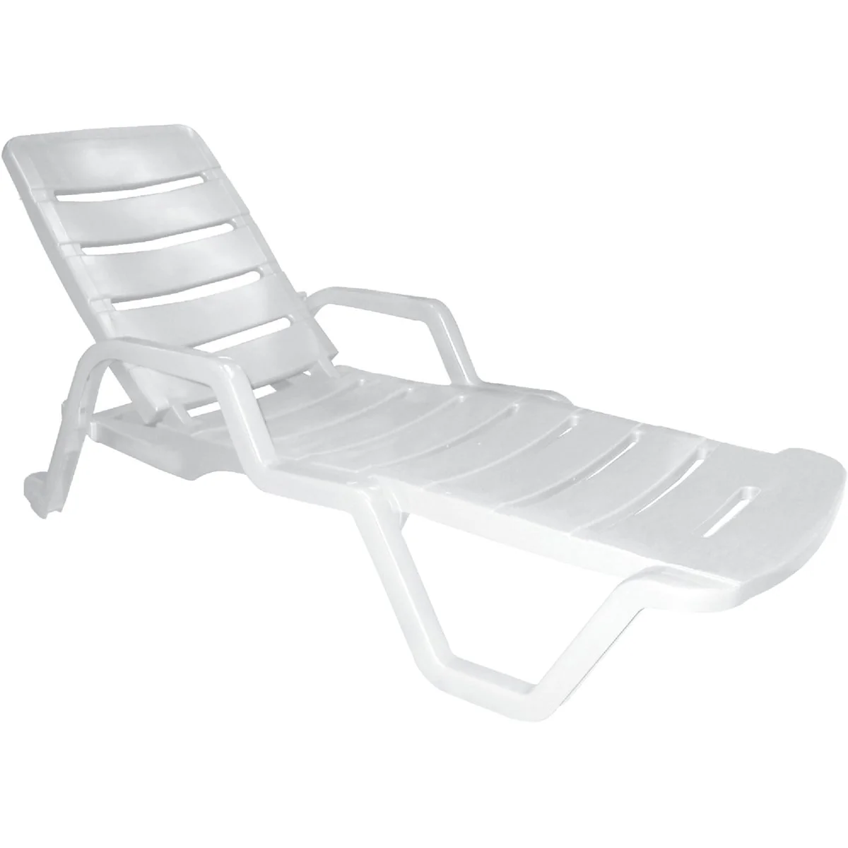 Green Adams White Resin Adjustable Chaise Lounge Solid