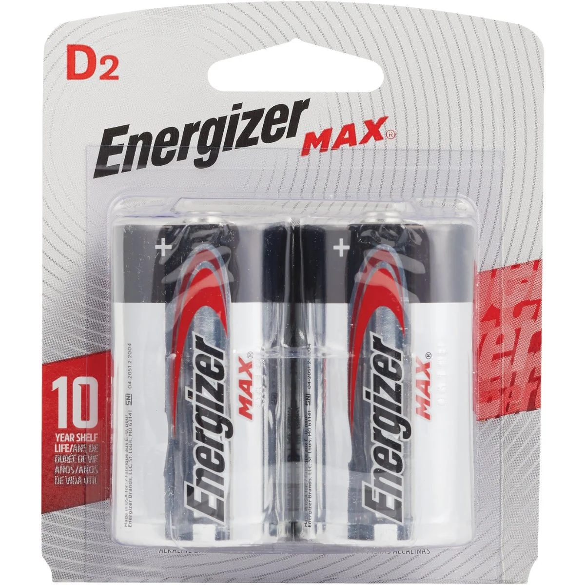 Smart Energizer Max D Alkaline Battery 2-Pack Secure