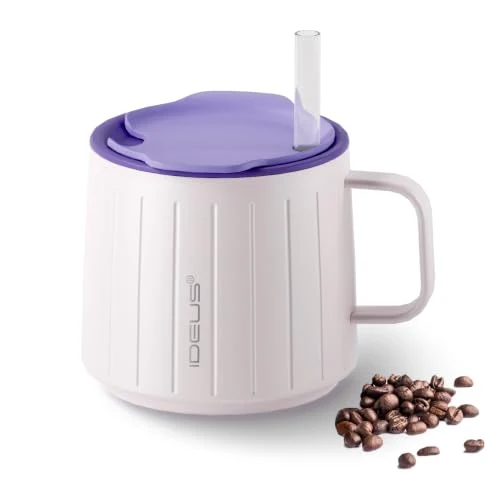 Sustainable 14 oz Insulated Coffee Mug with Lid and Straw Top-Quality