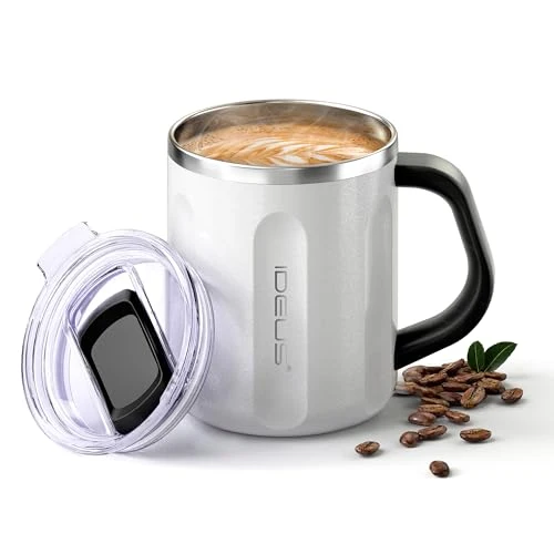 Durable 16 oz Insulated Coffee Mug with Lid and Handle Secure