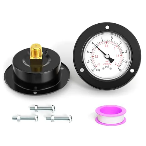 Fine Crafted 30inHG 30PSI Black Front Flange Panel Mount Selected