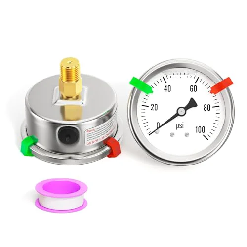 Traditional 0 100PSI Stainless Steel Liquid Filled Pressure Gauge Carefully Designed