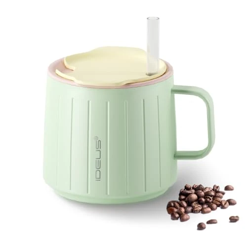 Fine Crafted 14 oz Insulated Coffee Mug with Lid and Straw Easy-to-Use