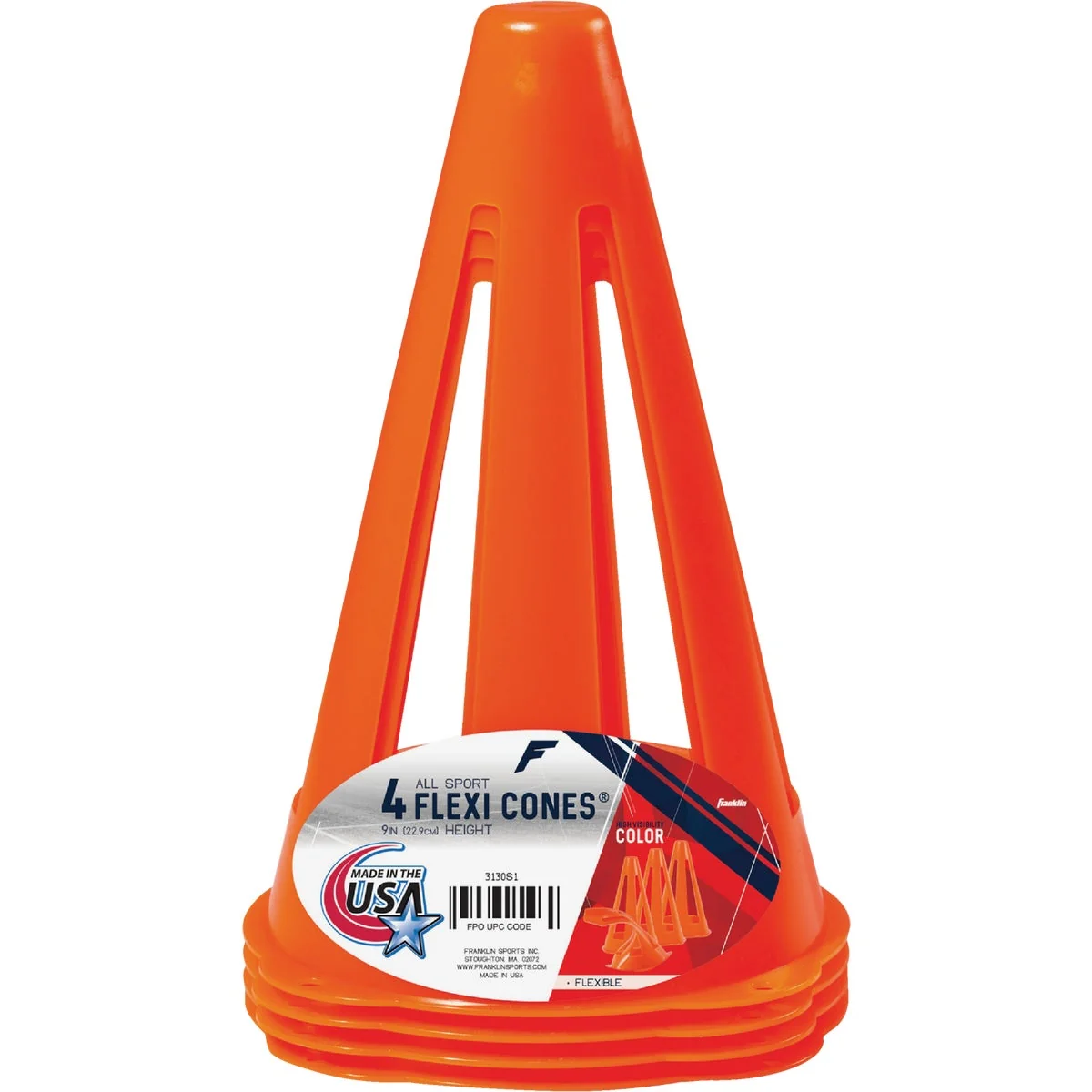 Environmentally Friendly Franklin Flexi Cones 9 In. Field Marker Cone 4-Pack Elegant