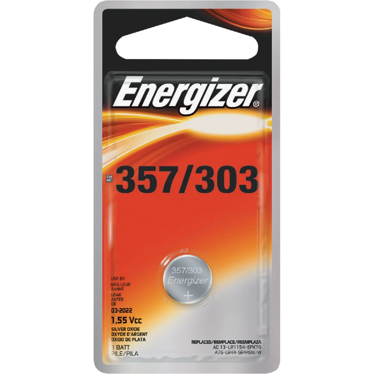Efficient Energizer 357 303 Silver Oxide Button Cell Battery 3-Pack Relaxed