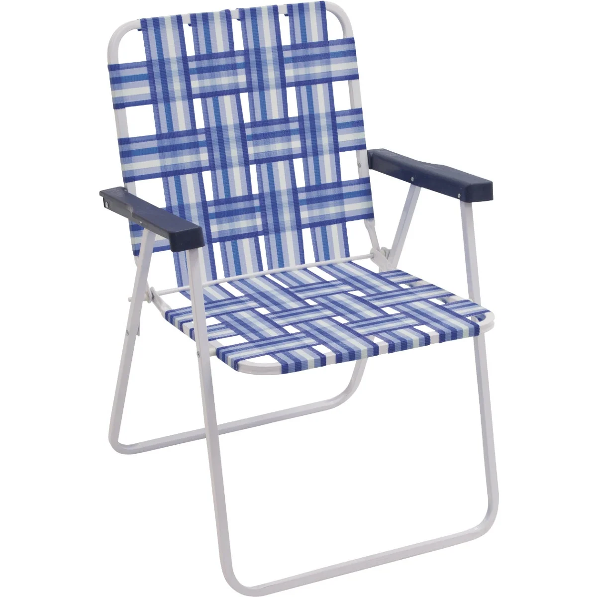 Sophisticated Rio Brands Blue White Polyester Web Steel Frame Folding Chair Responsible