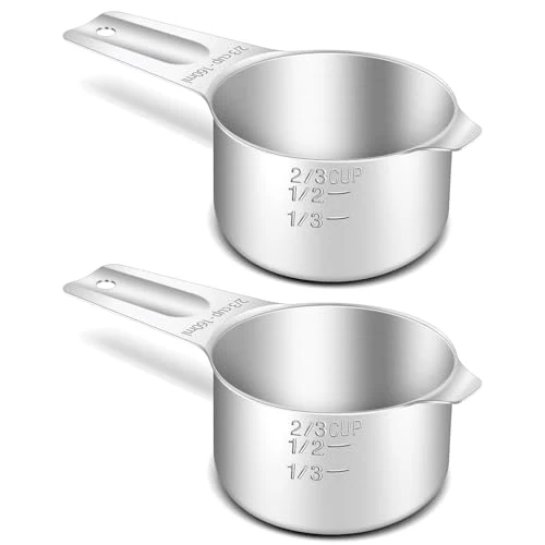 Traditional 2PCS 2 3CUP 160ML 5.3OZ Measuring Cup 18 8 304 Stainless Steel 2 Count Premium Material