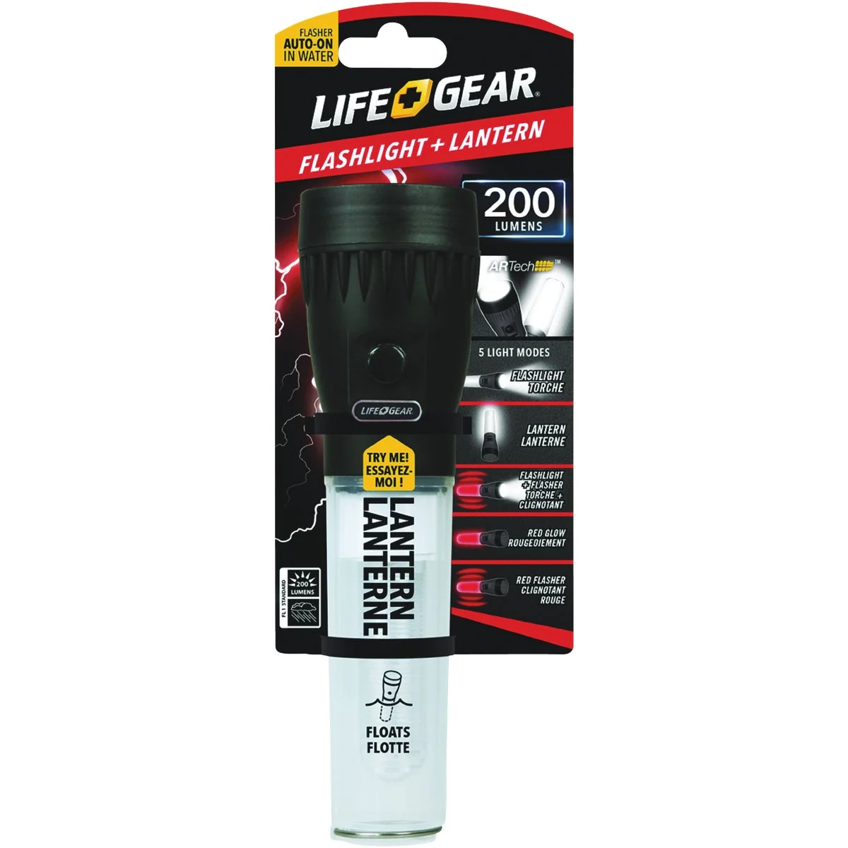 World-Class Life Gear Storm Proof AA 200 Lm. 2-In-1 LED Flashlight Lantern Solid