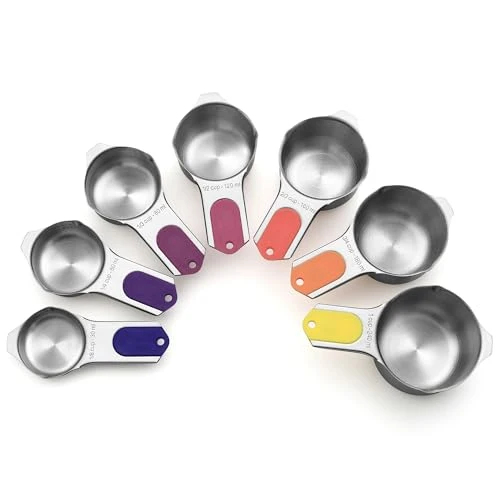 Versatile 7 Magnetic Stainless Steel Measuring Cups Set 7 Count Convenient