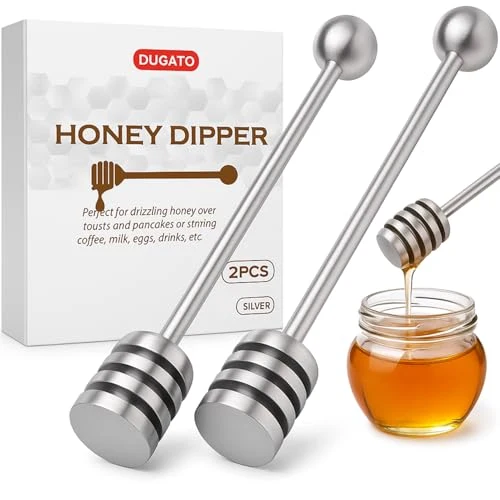 First-Class Honey Dipper 6.3 in 304 Stainless Steel Syrup Server Stick 2 Count Crafted