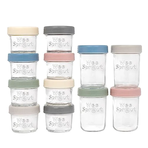 Sophisticated Glass Baby Food Storage Jars w 12 Count Trusted