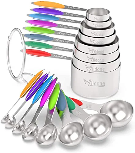 Trusted Stainless Measuring Cups and Spoons Set with Silicone Handle Premium Material
