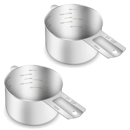 World-Class 2PCS 3 4Cup 180ml 6oz Measuring Cup Etched Inner Scale Measure Scoop Professional