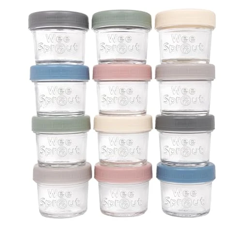 Powerful Glass Baby Food Storage Jars w 12 Count Recyclable
