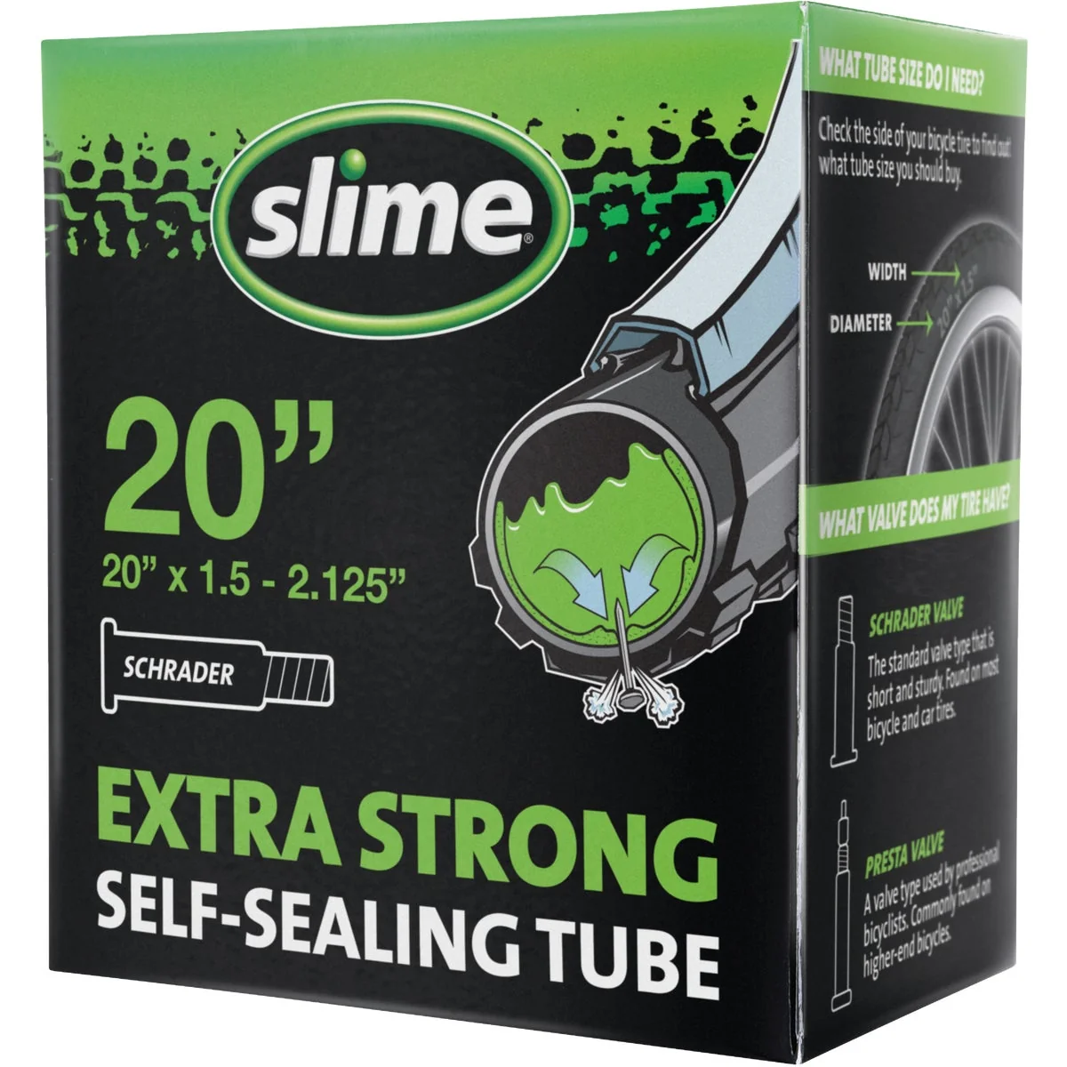 Powerful Slime Pre-Filled 20 In. Self-Sealing Bicycle Tube User-Friendly