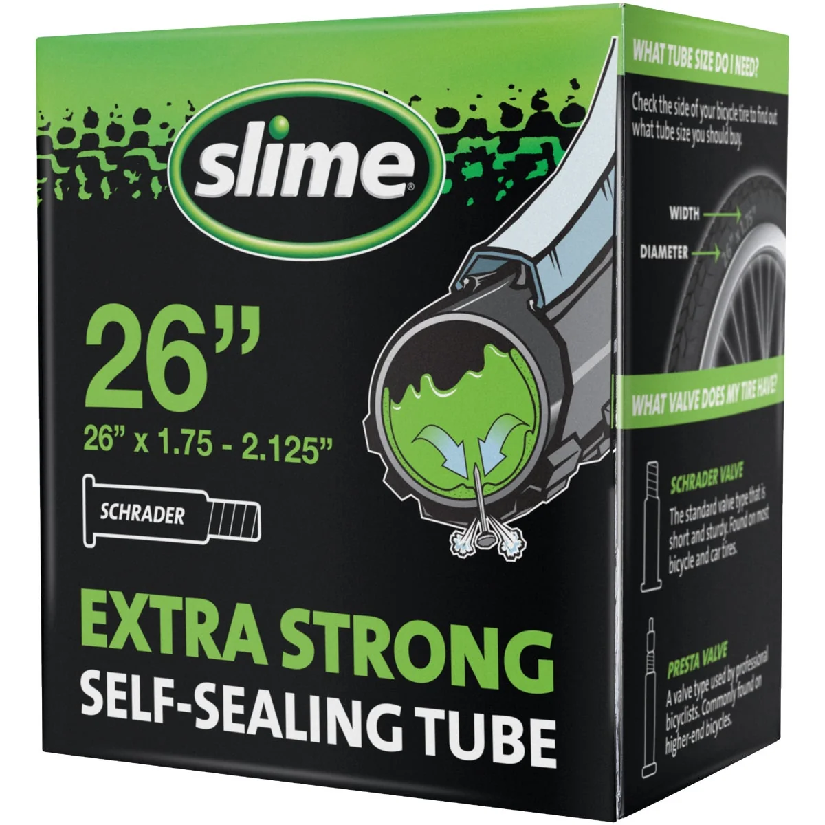 Natural Slime Pre-Filled 26 In. Self-Sealing Bicycle Tube Contemporary