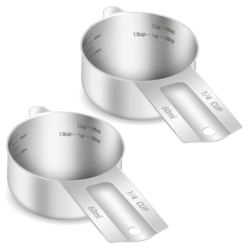 Certified 2PCS 1 4Cup 60ml 2oz Measuring Cup Etched Inner Scale Measure Scoop 2 Count Flexible