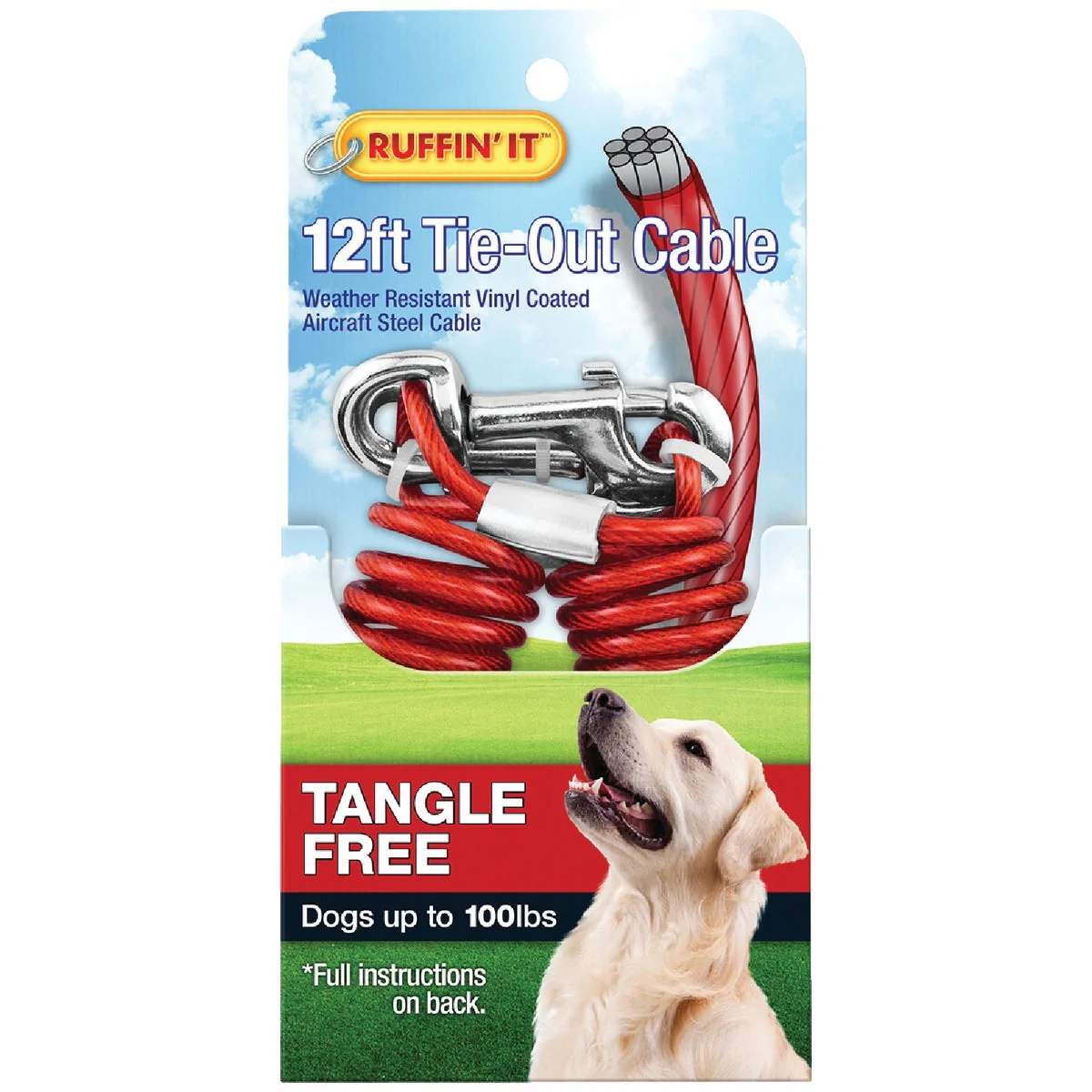 Casual Westminster Pet Ruffin' it Tangle Large Dog Tie-Out Cable 12 Ft. Artisan