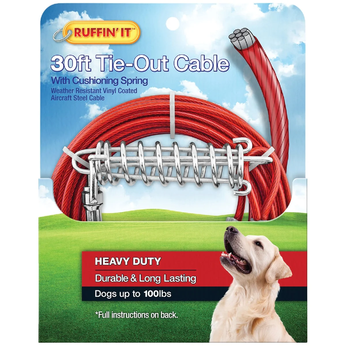 Clean Westminster Pet Ruffin' it Heavy-Duty Large Dog Tie-Out Cable 30 Ft. Elite