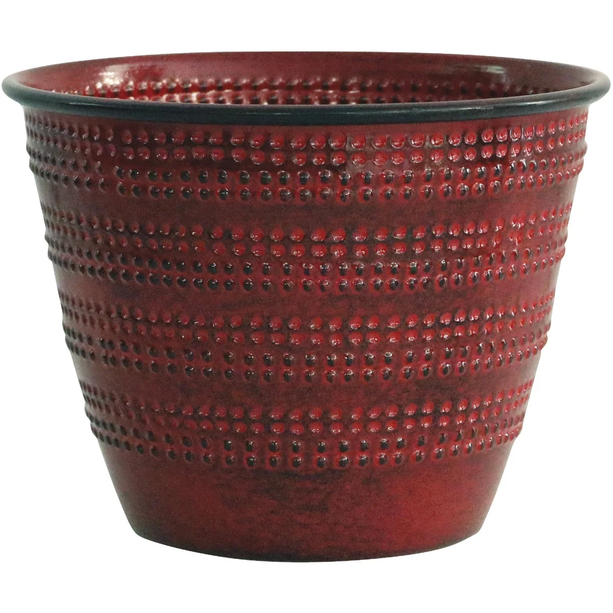 Versatile Robert Allen Cobblestone 4.75 In. x 6.38 In. x 6.38 In. Metal Sangria Red Planter High-Grade