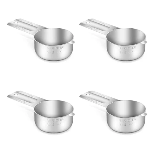 Fashionable 4PCS 1 4CUP 60ml 2oz Measuring Cup 18 8 Stainless Steel Measure Scoop Quality