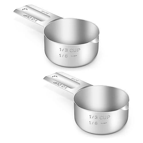 Powerful 2PCS 1 3CUP 80ml 2.7oz Measuring Cup 18 8 Stainless Steel Measure Scoop 2 Count Responsible