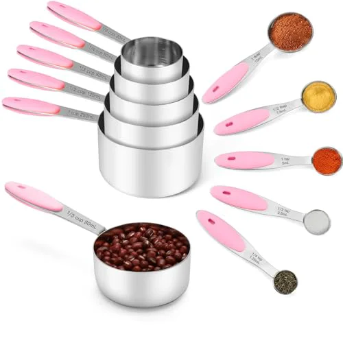 Elite Stainless Steel Measuring Cups and Spoons Set of 10 Piece High-Grade