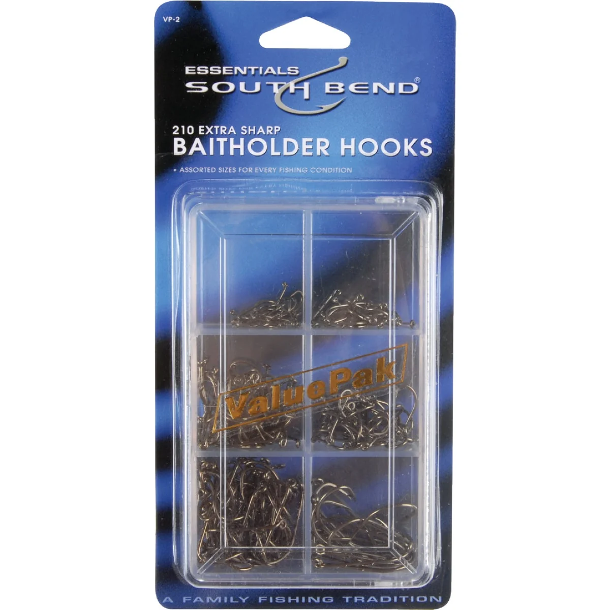 Fast SouthBend 210-Piece Value Pack Assorted Bait Fishing Hook Kit Convenient