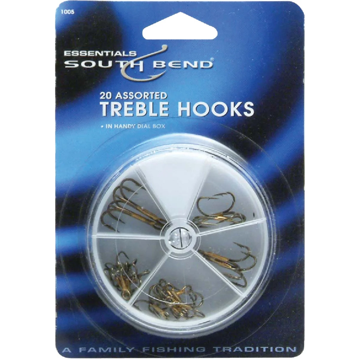 Powerful SouthBend Assorted Treble Fishing Hooks 20-Pack Green