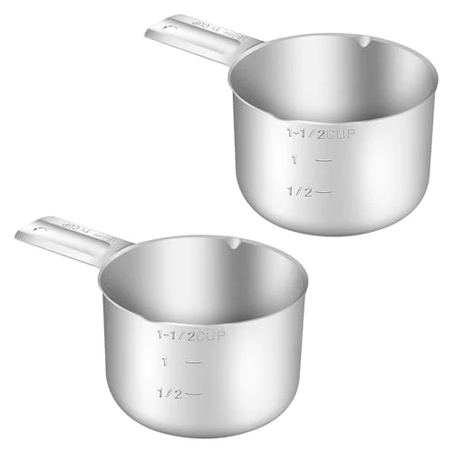 Functional 2PCS 1-1 2CUP 360ml Measuring Cup 18 8 Stainless Steel Measure Scoop 2 Count Consistent