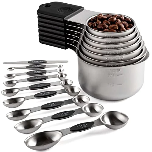 Elegant Magnetic Measuring Cups and Spoons Set Stainless Steel Measuring Cup Spoon Elite