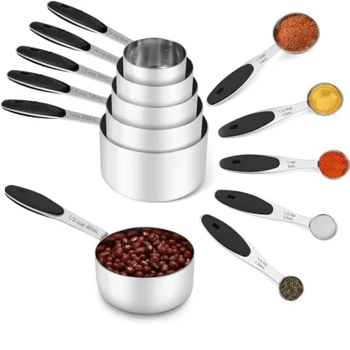 Minimalist Measuring Cups and Spoons Set 304 Stainless Steel 10 Authentic