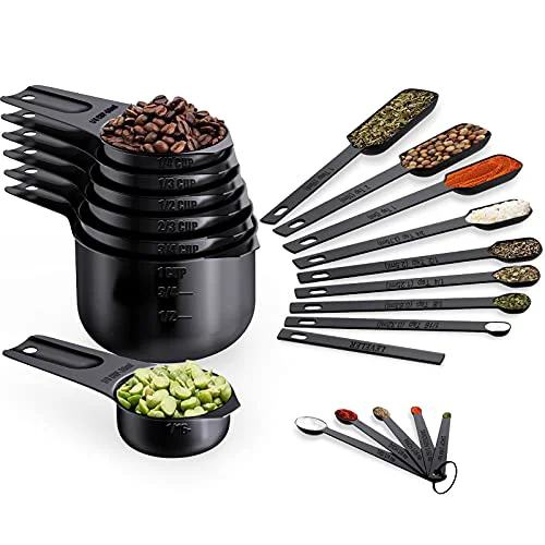 Quality Black Measuring Cups Spoons Set of 21 Fashionable