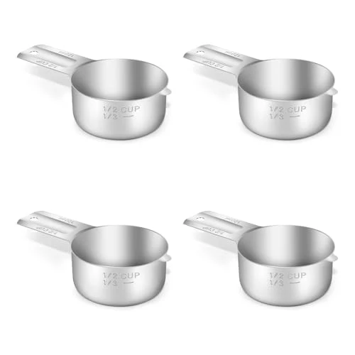 Comfortable 4PCS 1 2CUP 120ml 4oz Measuring Cup 18 8 Stainless Steel Measure Scoop 4 Count Versatile