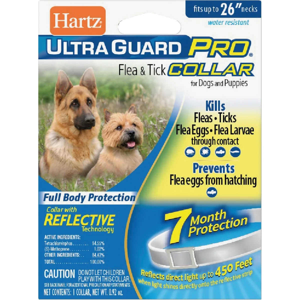Solid Hartz UltraGuard Pro Flea Tick Water Resistant Reflective Collar For Dogs Puppies Excellent
