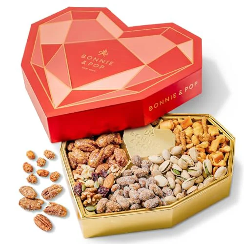 Premium Gift Basket Heart Box with Gourmet Nut Assortment 21 Ounce Original