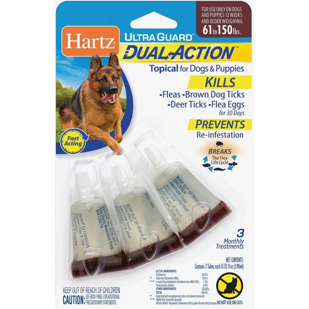 Sophisticated Hartz UltraGuard Dual Action 3-Month Supply Flea Tick Treatment For Dogs Puppies From 61 to 150 Lb. Exceptional