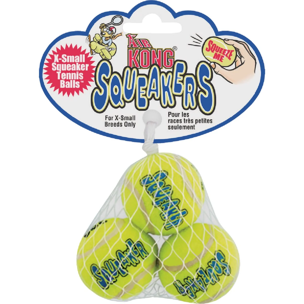 World-Class Air Kong Squeaky Extra Small Ball for Toy Breeds Only 3-Pack High-End