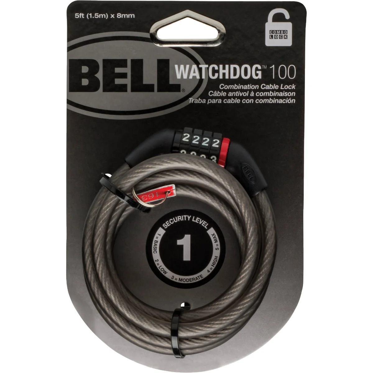Effective Bell Sports Watchdog 5 Ft. x 8mm 4-Digit Preset Combination Bicycle Lock Artisan